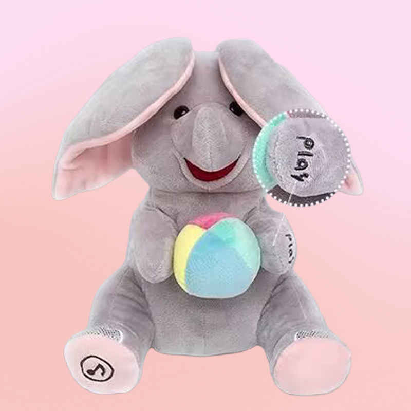 🎁🐘 Mielas pliušinis dramblio žaislas slėpynių žaidimui-LT
