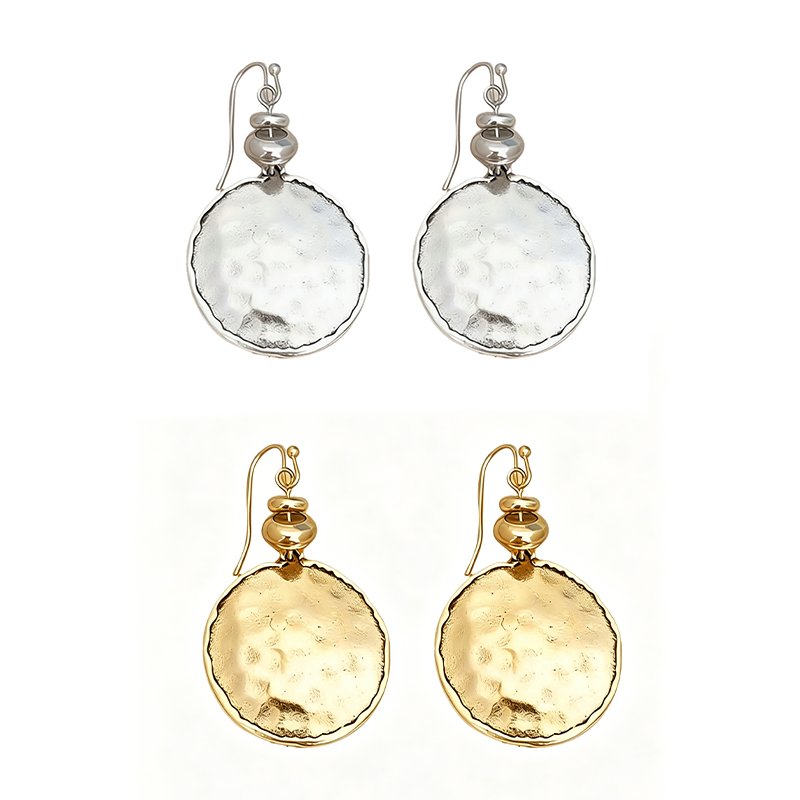 ✨1+1 gratis🌸Pendientes vintage de metal martillado en forma de lágrima-ES