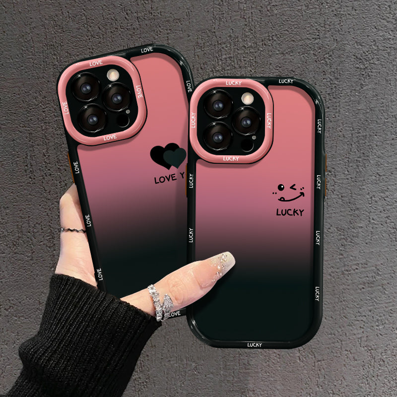 Mat gradientni ovitek za iPhone – LJUBIM TE IN SREČNO, Smiley Designs-SI