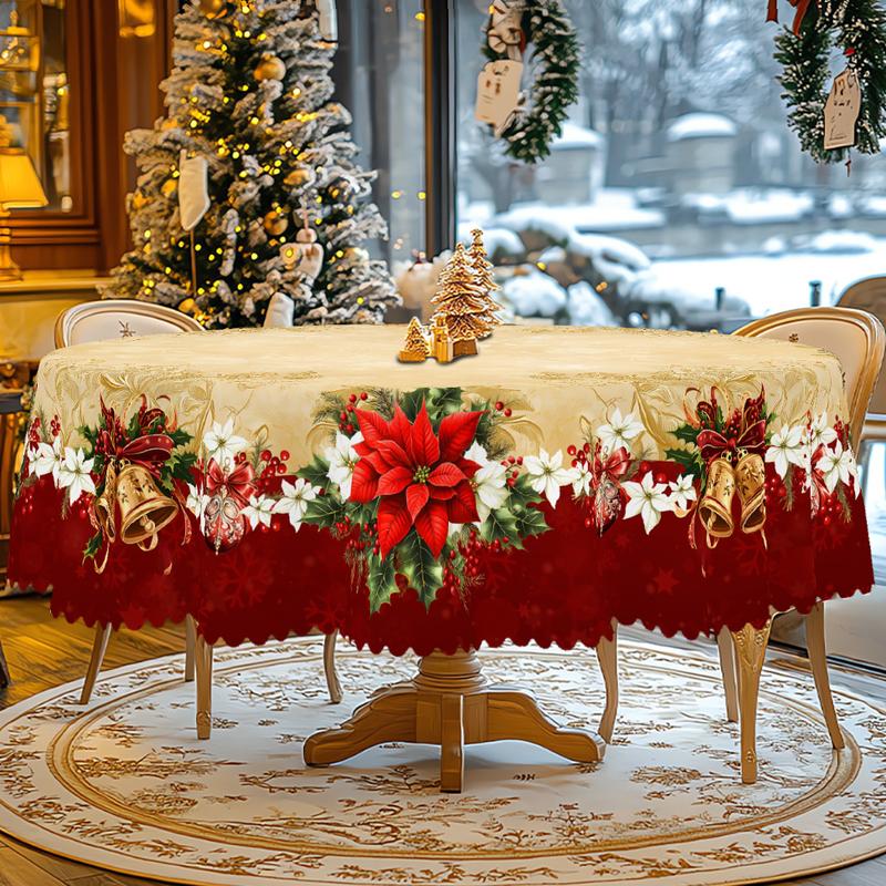 Mantel navideño de primera calidad: un encantador diseño de Papá Noel y renos para disfrutar de momentos alegres en familia.-ES
