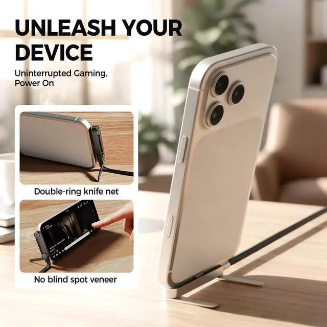📱 240 W pintas greito įkrovimo laidas su įmontuotu telefono laikikliu – naujas 2026 m. sulankstomas patvarus USB-C tipo C laidas (2 vnt. pakuotėje)-LT