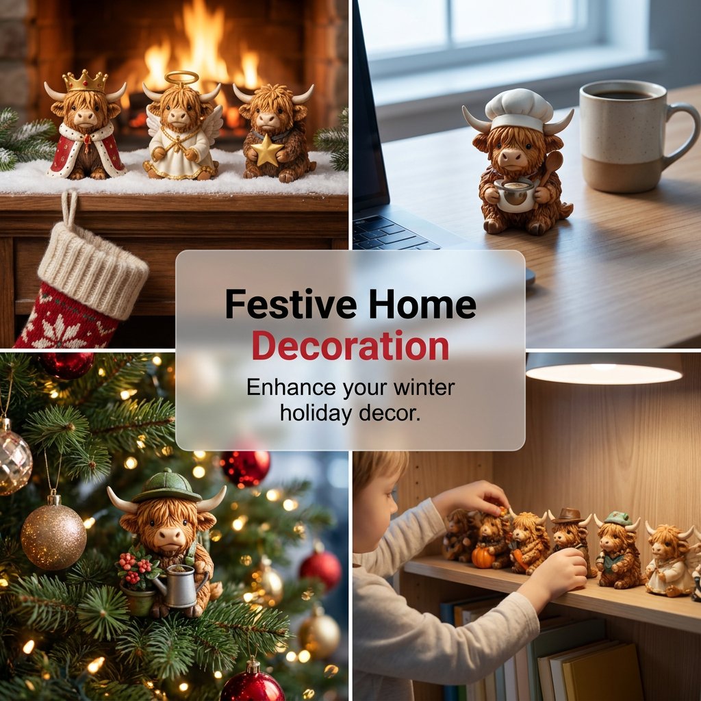 24 dagars jul adventskalender blindask bedårande höglandskor PVC ornament nedräkning presentset