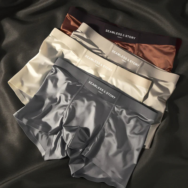 (3 uds.) Ropa interior elegante de seda helada para hombre de Mulberry Silk, bóxers antimicrobianos para hombre-ES