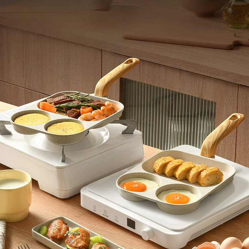 Sartén antiadherente 4 en 1: perfecta para huevos, tocino y hamburguesas.-ES