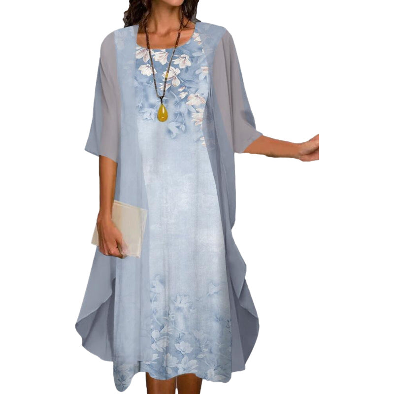 🥰 Elegante traje de dos piezas: media manga + vestido-ES