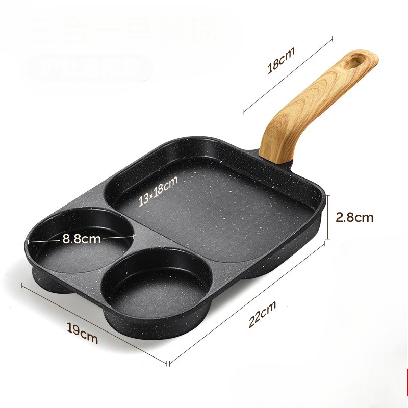 Sartén antiadherente 4 en 1: perfecta para huevos, tocino y hamburguesas.-ES
