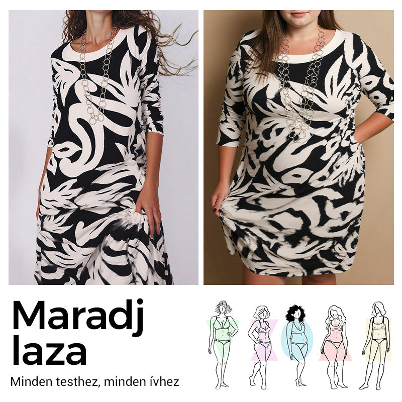 🌼Vestido de mujer elegante, suelto, de cuello redondo y estampado.-ES