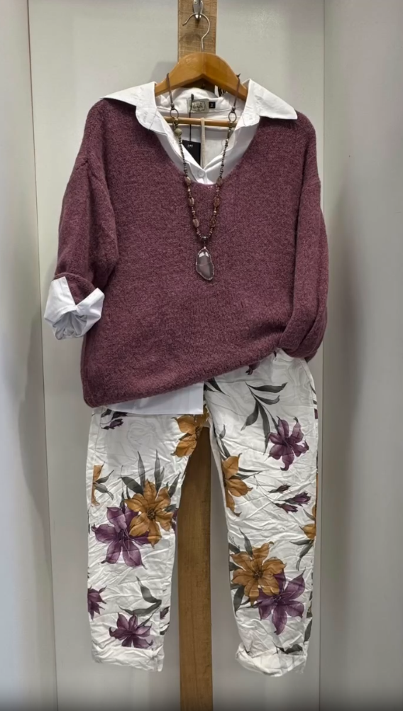 Ženski casual modni kostum, srajca, pulover in hlače-SI