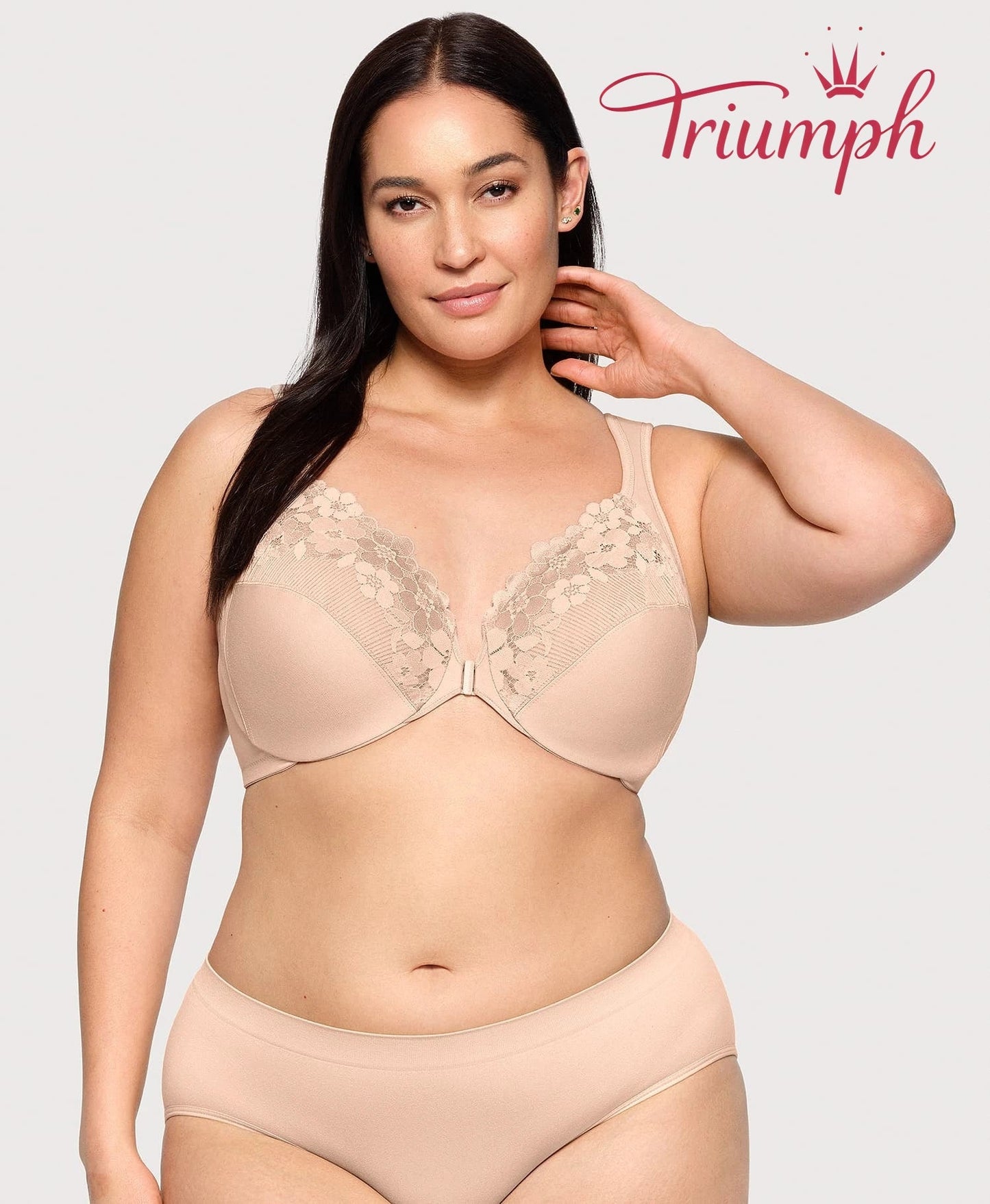 Triumph - (pakiranje od 3 komada) pamučni bralette s izvezenom čipkom, kopčanje sprijeda-HR