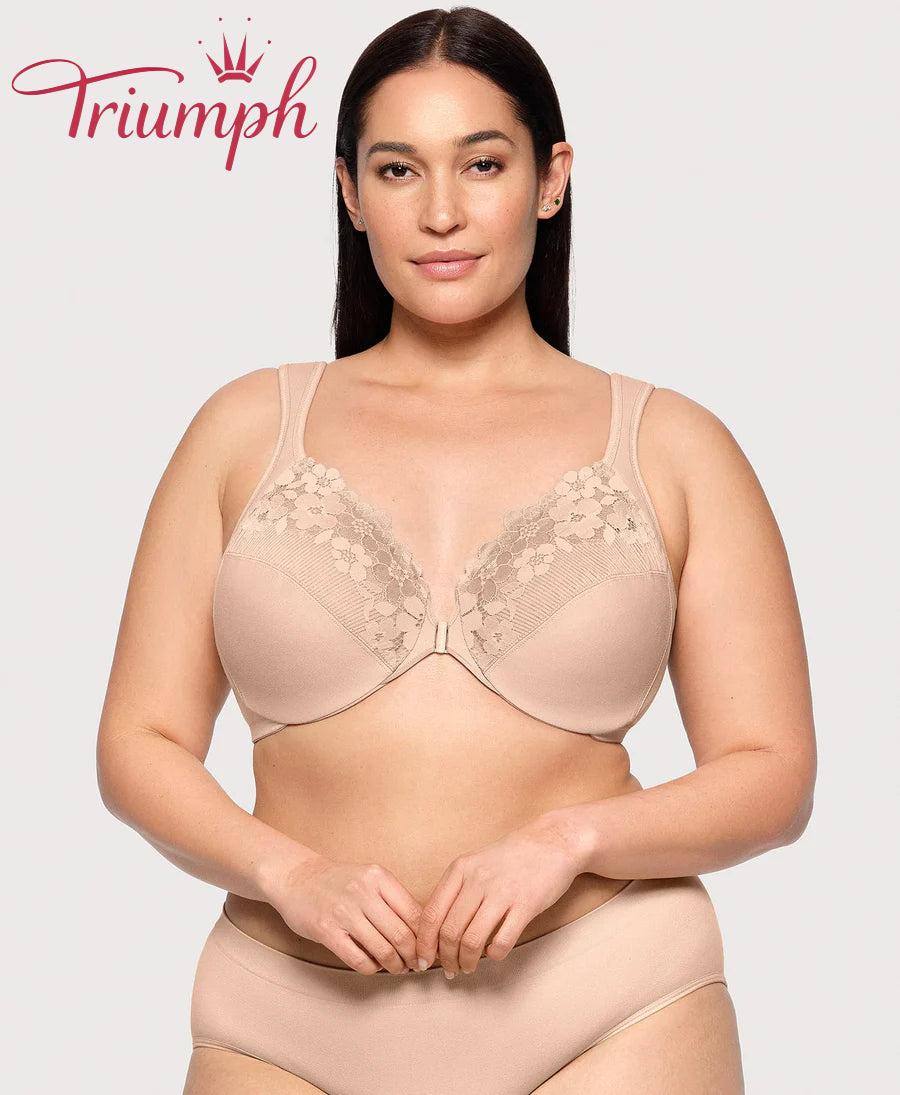 Triumph - (pakiranje od 3 komada) pamučni bralette s izvezenom čipkom, kopčanje sprijeda-HR