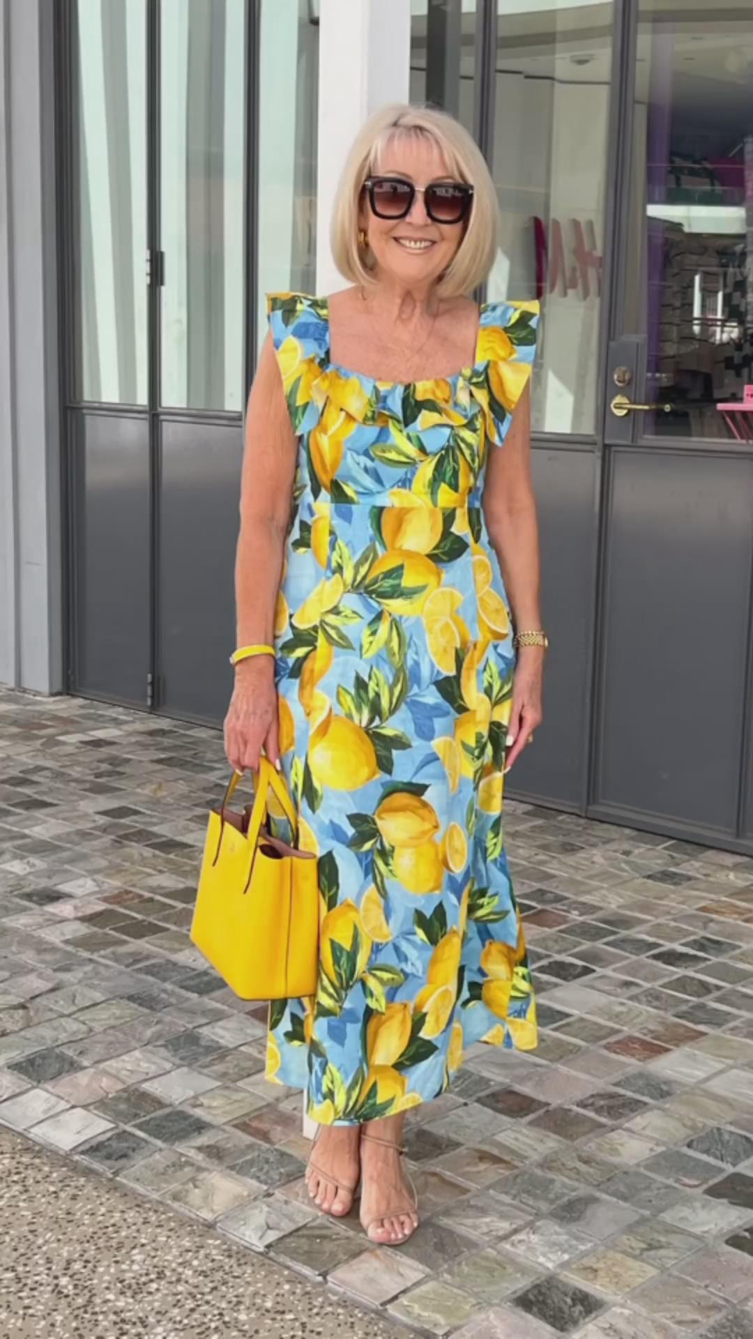 🍋Vestido túnica con estampado de limones