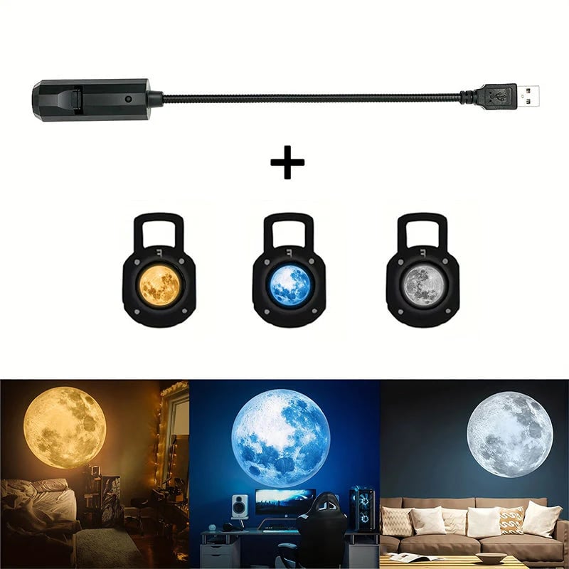Proyector de luz nocturna USB con galaxia y luna 🥳🥳-ES