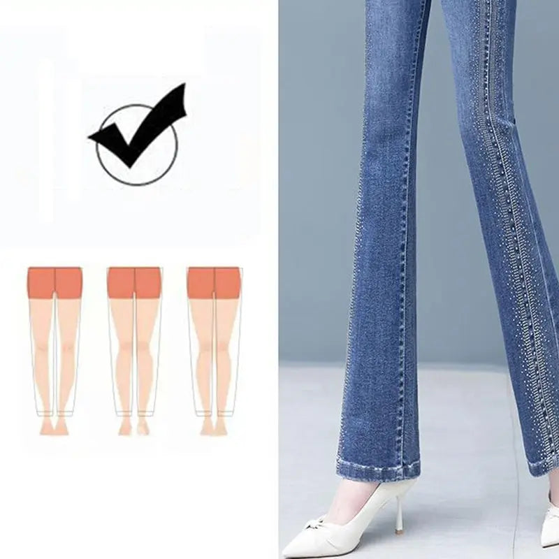 Vaqueros de mujer de cintura alta con bajo elástico-ES