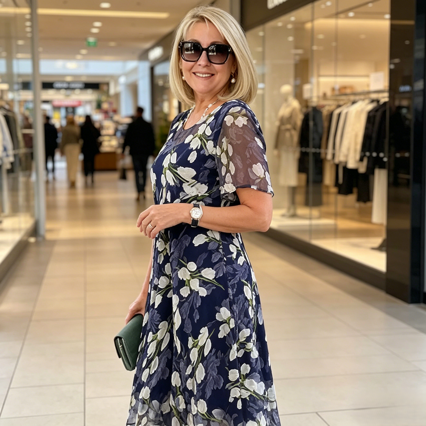 Moteriška A formos vakarinė suknelė su gėlių raštu👗-LT