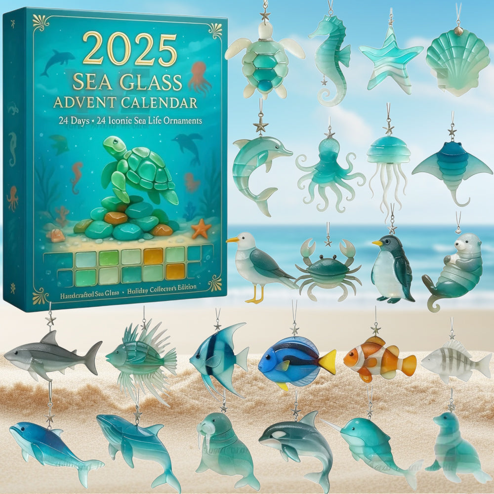🎁🐟Ημερολόγιο Advent από θαλασσινό γυαλί με θέμα τη θαλάσσια ζωή για το 2025🎁-GR