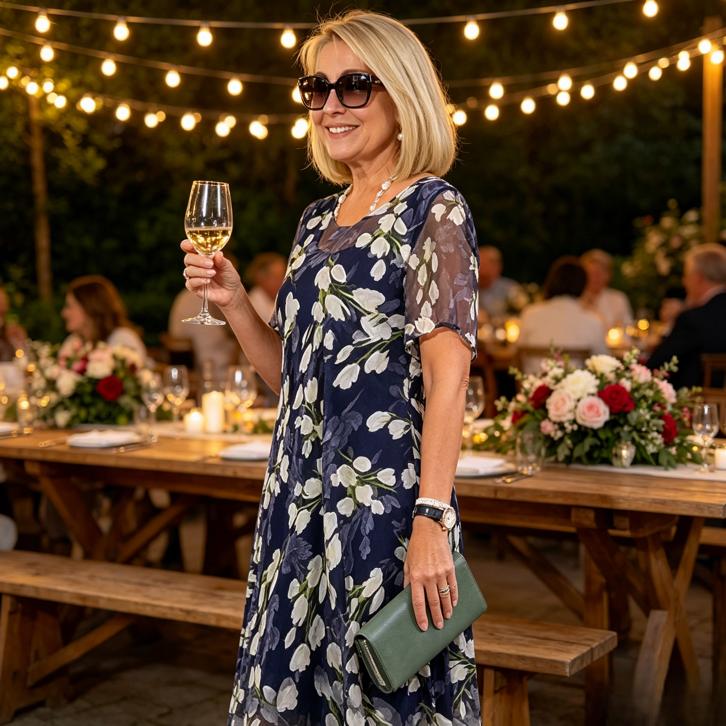 Moteriška A formos vakarinė suknelė su gėlių raštu👗-LT