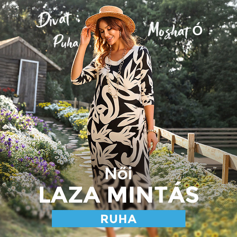🌼Vestido de mujer elegante, suelto, de cuello redondo y estampado.-ES