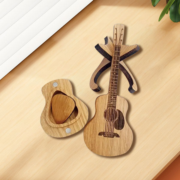 🔥 IŠPARDAVIMAS 50% NUOLAIDA 💖 Medinė akustinės gitaros plektrų dėžutė 🎁🎸-LT