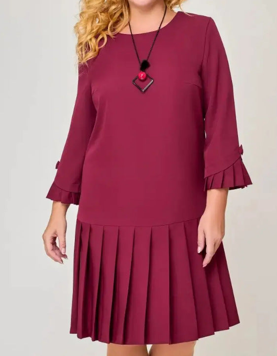 💌[S-5XL]👗Visokokakovostna, elegantna obleka v enobarvni barvi-SI