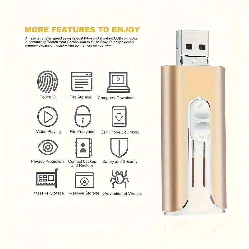 32~256GB Micro USB + 8 ακίδων + USB 3.0 4 σε 1 Κινητό τηλέφωνο υπολογιστής U-Disk-GR