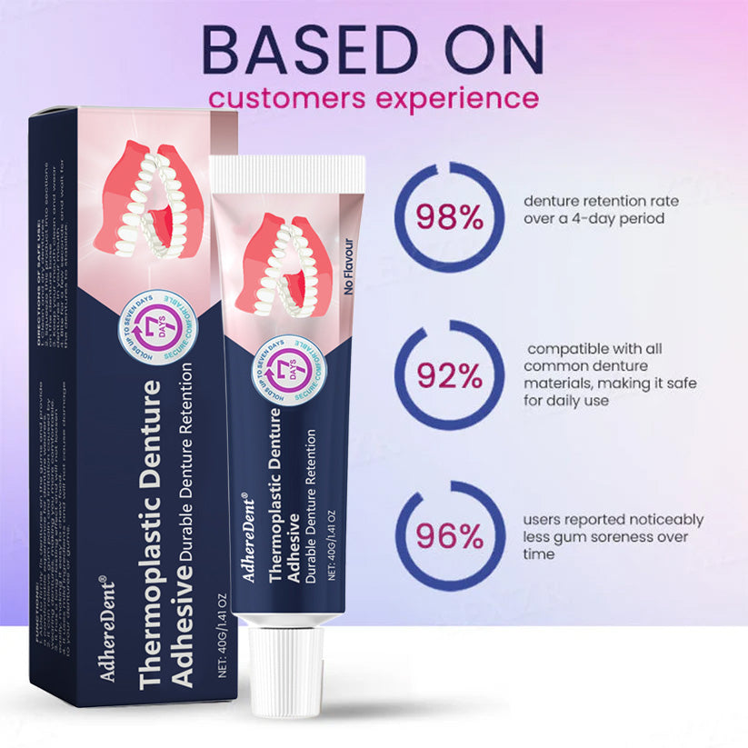 （🔥Compra 1, llévate 1 gratis🔥）Adhesivo termoplástico para dentaduras postizas AdhereDent, fijación permanente para dentaduras postizas-ES