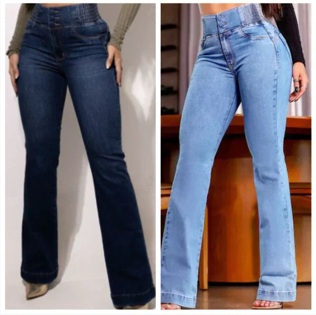 👖Vaqueros elásticos de cintura alta-ES