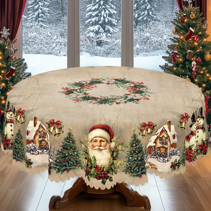 Mantel navideño de primera calidad: un encantador diseño de Papá Noel y renos para disfrutar de momentos alegres en familia.-ES