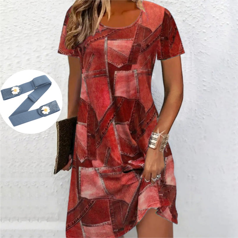 👗Ženska ležerna obleka z vzorcem patchwork-SI