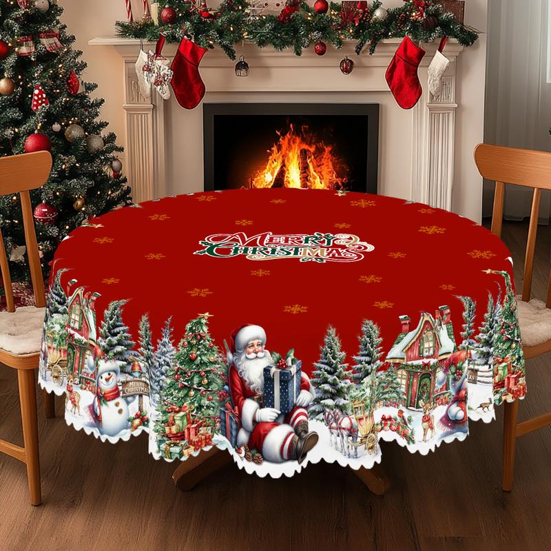 Mantel navideño de primera calidad: un encantador diseño de Papá Noel y renos para disfrutar de momentos alegres en familia.-ES