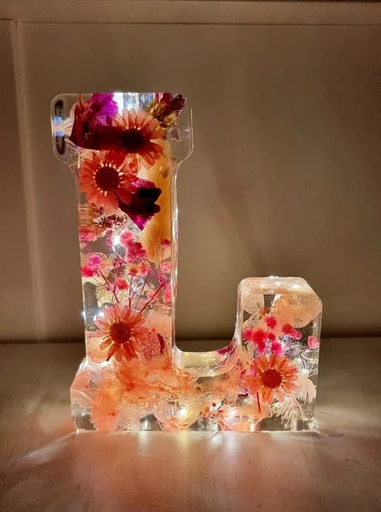🌸Χειροποίητο νυχτερινό φωτιστικό από ρητίνη λουλουδιών-GR