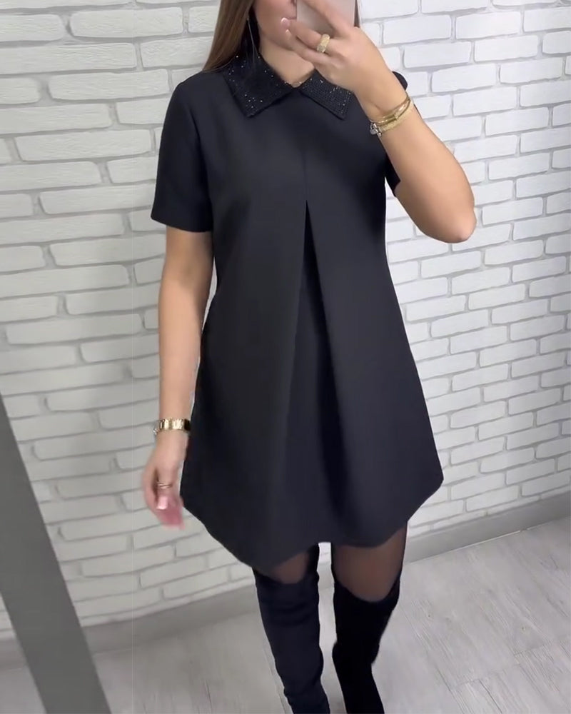 Elegantna ženska obleka s stoječim ovratnikom-SI