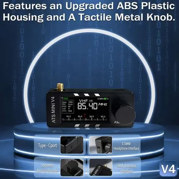 📻Αναβαθμισμένος δέκτης ραδιοφώνου ATS Mini V4 Si4732 All Band DSP-GR