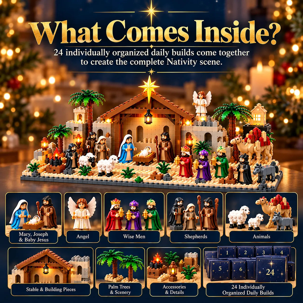 ⭐ 24-Day Buildable Nativity Advent Calendar | Family Christmas Tradition Vibe
