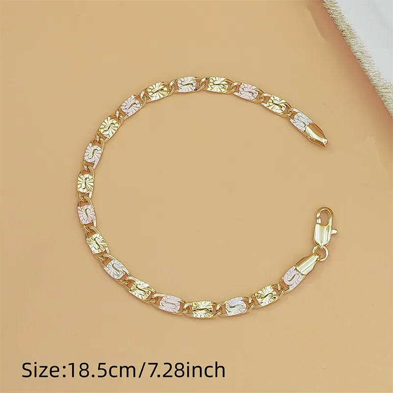 💎 DABAR 50% NUOLAIDA! 👑 Unisex apyrankė su trispalvėmis grandimis - aukso/rožinės/sidabrinės spalvos, briaunuotas pjūvis ir aštuonkojo užsegimas - klasikinės grandys, modernus blizgesys 💛-LT