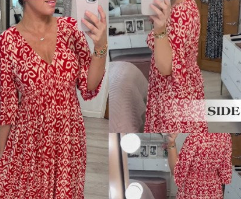 👗Mini drukas kleita ar V veida kakla izgriezumu-LV