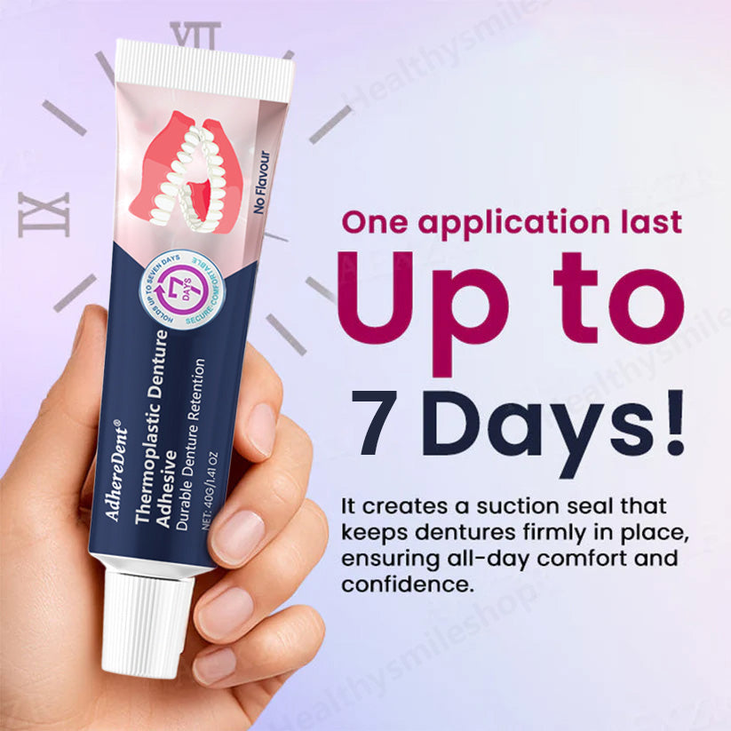 （🔥Compra 1, llévate 1 gratis🔥）Adhesivo termoplástico para dentaduras postizas AdhereDent, fijación permanente para dentaduras postizas-ES