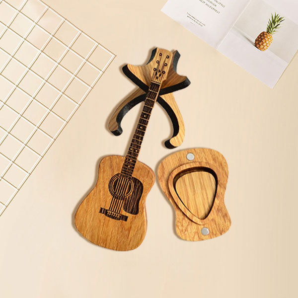🔥 IŠPARDAVIMAS 50% NUOLAIDA 💖 Medinė akustinės gitaros plektrų dėžutė 🎁🎸-LT