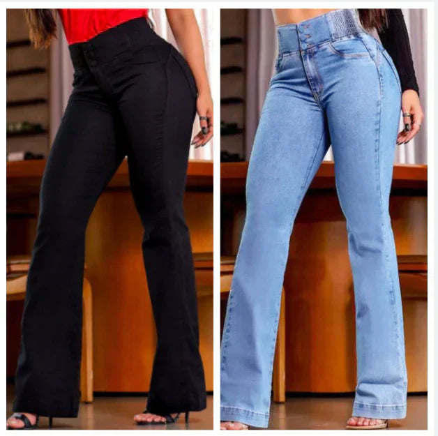 👖Vaqueros elásticos de cintura alta-ES