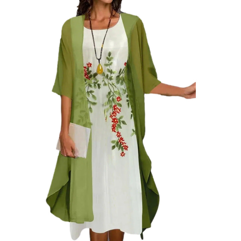 🥰 Elegante traje de dos piezas: media manga + vestido-ES