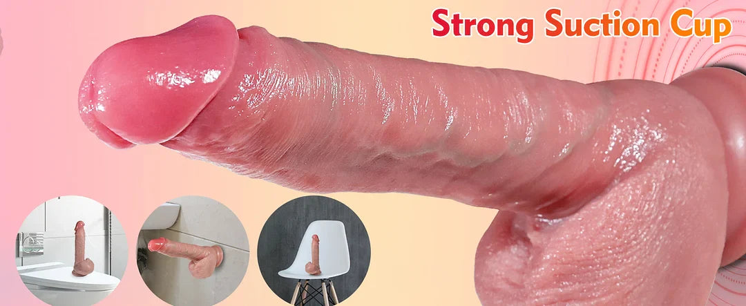 🌙Siurbimo puodelio tipo dildo: tikroviškas silikoninis dildo su 7 slėgio nustatymais ir 10 vibracijos bei šilumos funkcijų G taško, analinei ir vaginalinei stimuliacijai.-LT