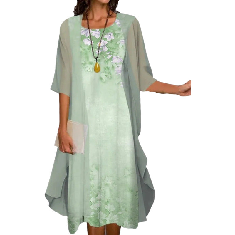 🥰 Elegante traje de dos piezas: media manga + vestido-ES