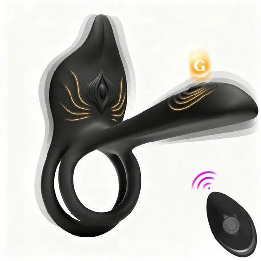 Anillo vibrador para el pene para parejas - Anillo vibrador doble MOOLIGIRL con estimulador clitoriano en forma de zorro y vibrador de punto G de 11,5 cm-ES