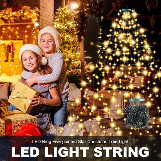 🎄 Φωτιστικό LED για χριστουγεννιάτικο δέντρο σε σχήμα πεντάκτινου αστεριού 🎄-GR