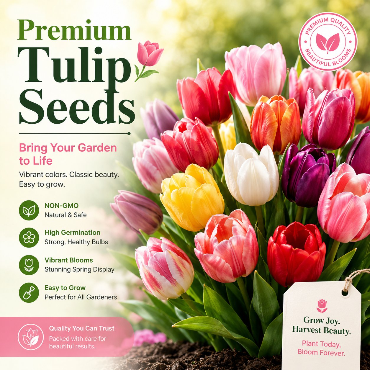 🌷Rijetko sjeme tulipana – šareni proljetni cvjetovi za lonce, obrube i vrtove-HR
