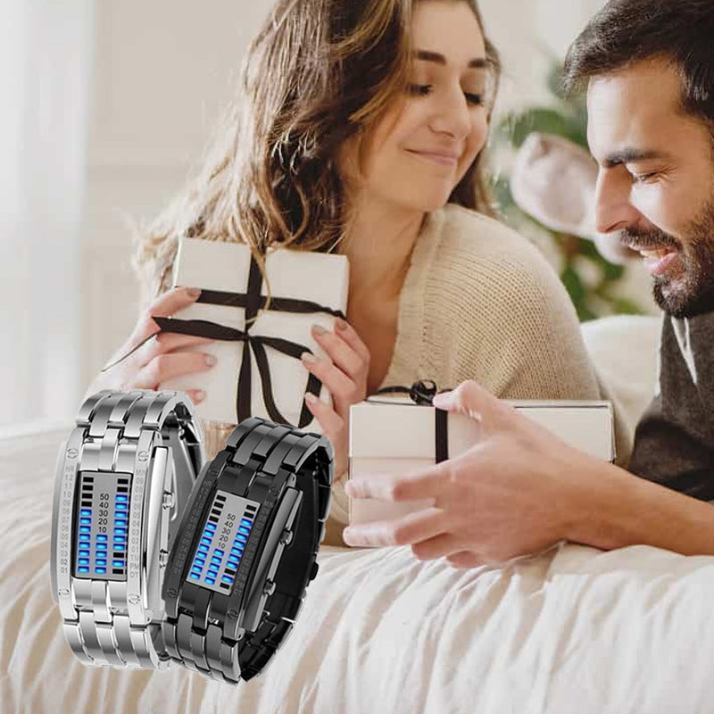 ⌚ ZDAJ 50 % POPUSTA! 🤓 Cyberpunk binarna LED ura – »Samo geeki jo razumejo« – futuristična, edinstvena in privlačna z modrim LED zaslonom 💙-SI