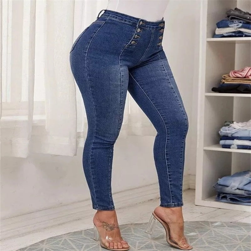📦Grynaisiais pinigais pristatymo metu👖Dviejų eilių siauri džinsai aukštu juosmeniu-LT