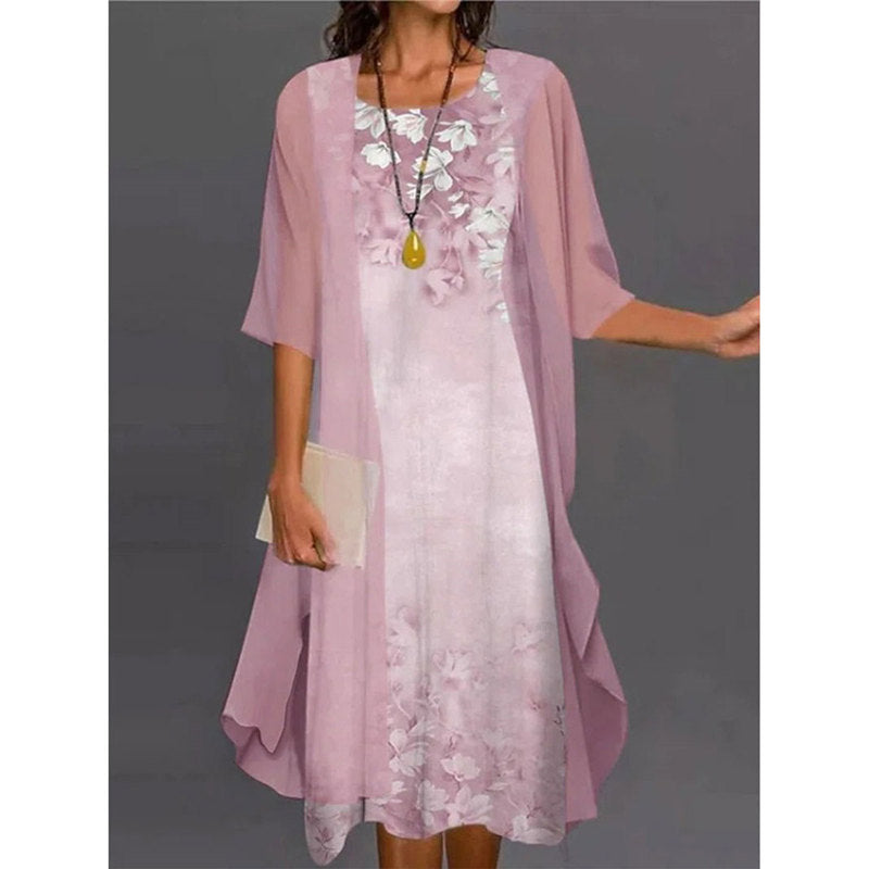 🥰 Elegante traje de dos piezas: media manga + vestido-ES