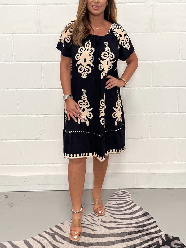 💃Vestido geométrico con escote cuadrado💟-ES