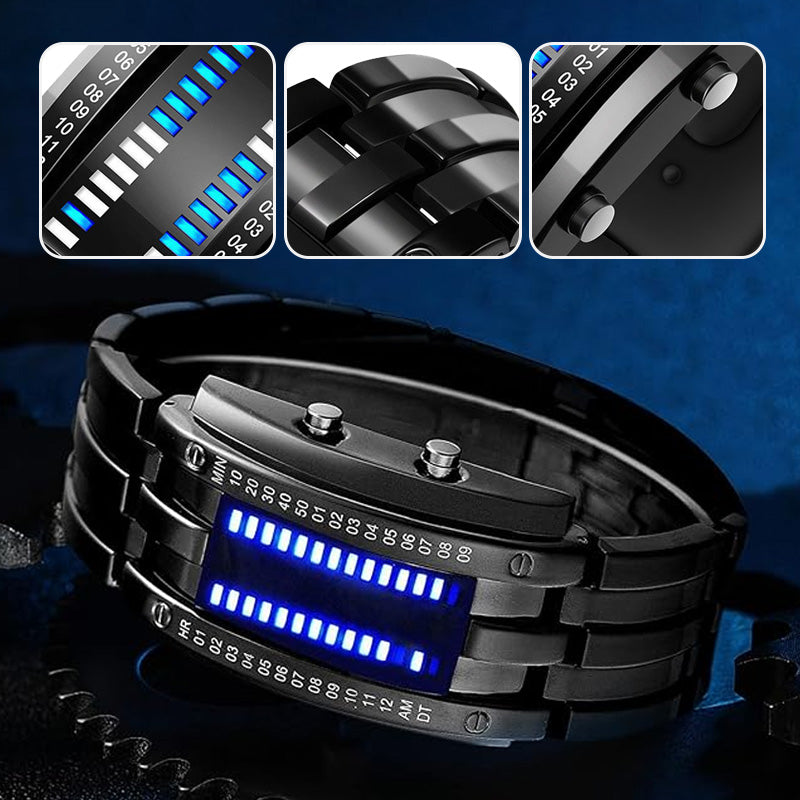 ⌚ ZDAJ 50 % POPUSTA! 🤓 Cyberpunk binarna LED ura – »Samo geeki jo razumejo« – futuristična, edinstvena in privlačna z modrim LED zaslonom 💙-SI