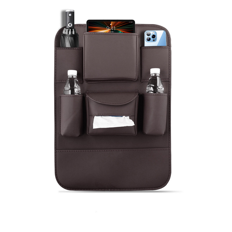 Organizador para asiento trasero DriveEase: organizador colgante con múltiples bolsillos y logotipo personalizado-ES